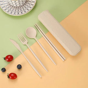 4PCS Set Eco Friendly Wheat Straw Cutlery Dinnerware