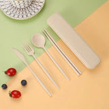 4PCS Set Eco Friendly Wheat Straw Cutlery Dinnerware