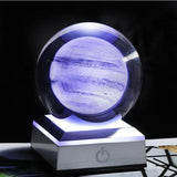 Crystal Globe 3D Laser Engraved Astronomy Ball with Touch Switch LED Light Base