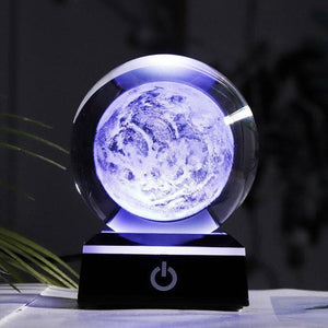 Crystal Globe 3D Laser Engraved Astronomy Ball with Touch Switch LED Light Base