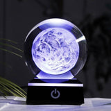 Crystal Globe 3D Laser Engraved Astronomy Ball with Touch Switch LED Light Base