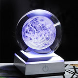 Crystal Globe 3D Laser Engraved Astronomy Ball with Touch Switch LED Light Base