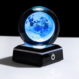 Crystal Globe 3D Laser Engraved Astronomy Ball with Touch Switch LED Light Base