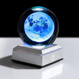Crystal Globe 3D Laser Engraved Astronomy Ball with Touch Switch LED Light Base