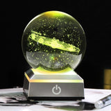 Crystal Globe 3D Laser Engraved Astronomy Ball with Touch Switch LED Light Base